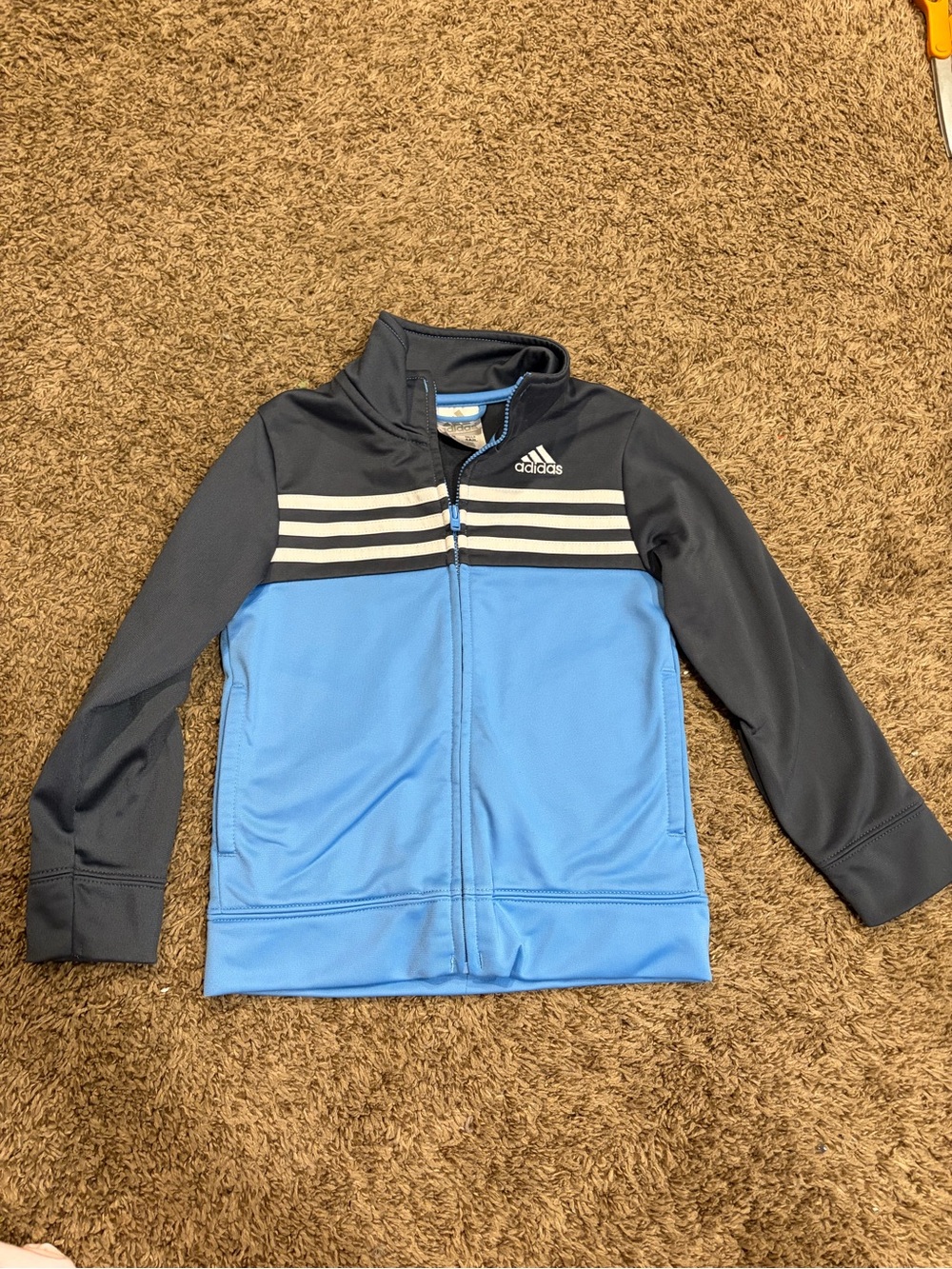adidas Black and Light Blue Kids Zip-Up Track Jacket